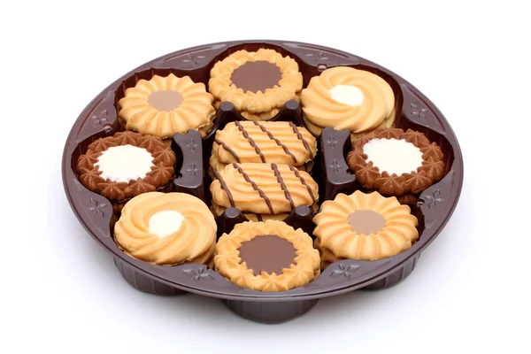 Boîte ronde avec biscuits — Photo