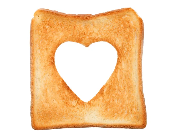 Toasted slice of bread with heart — Stock Photo, Image