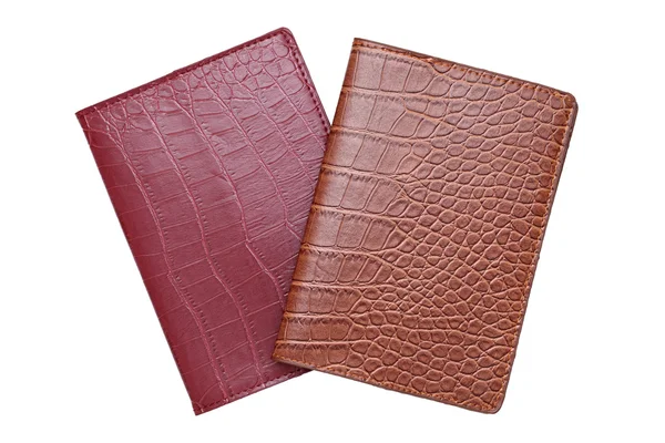 Hnědé a červené kožené kryt notebook — Stock fotografie