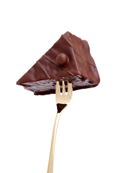 叉和巧克力蛋糕 — 图库照片