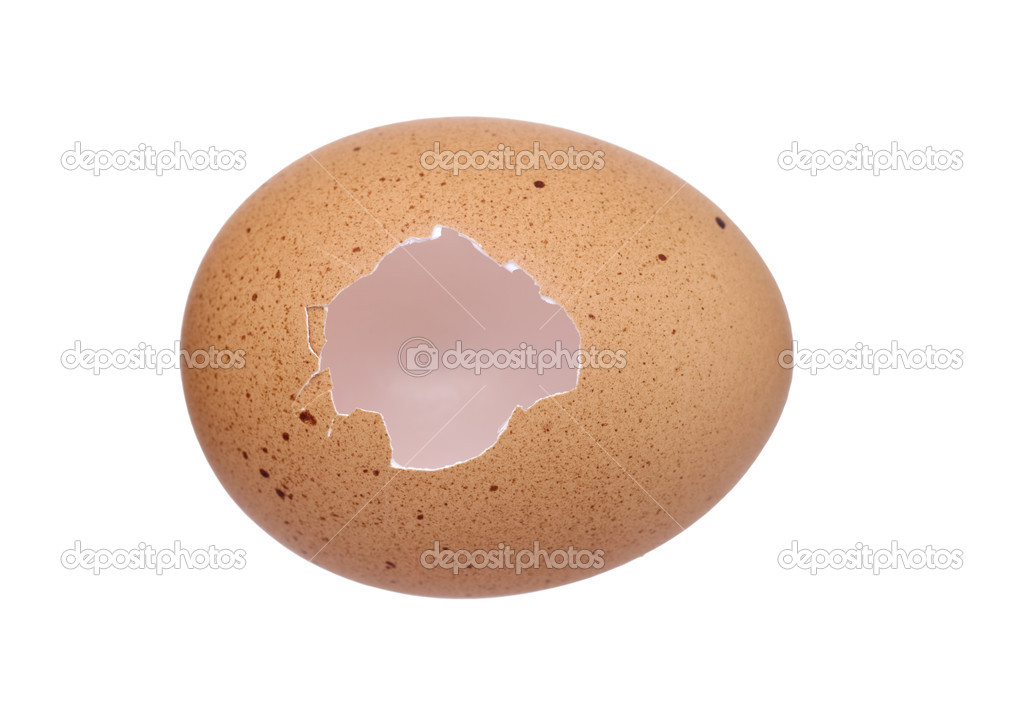 Cracking egg with hole