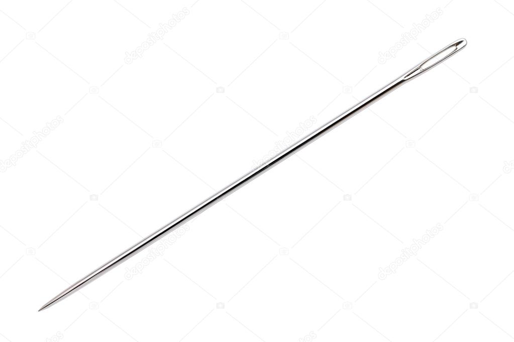 Highly Detailed View Of A Sewing Needle With A Large Eyelet Isolated On A  White Background Stock Photo, Picture and Royalty Free Image. Image  52022587.