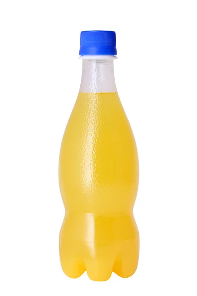 Plastic bottle of orange juice — Stock Photo, Image