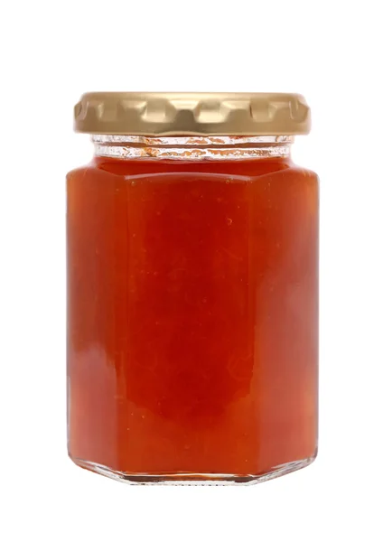 Apricot jam in glass jar — Stock Photo, Image