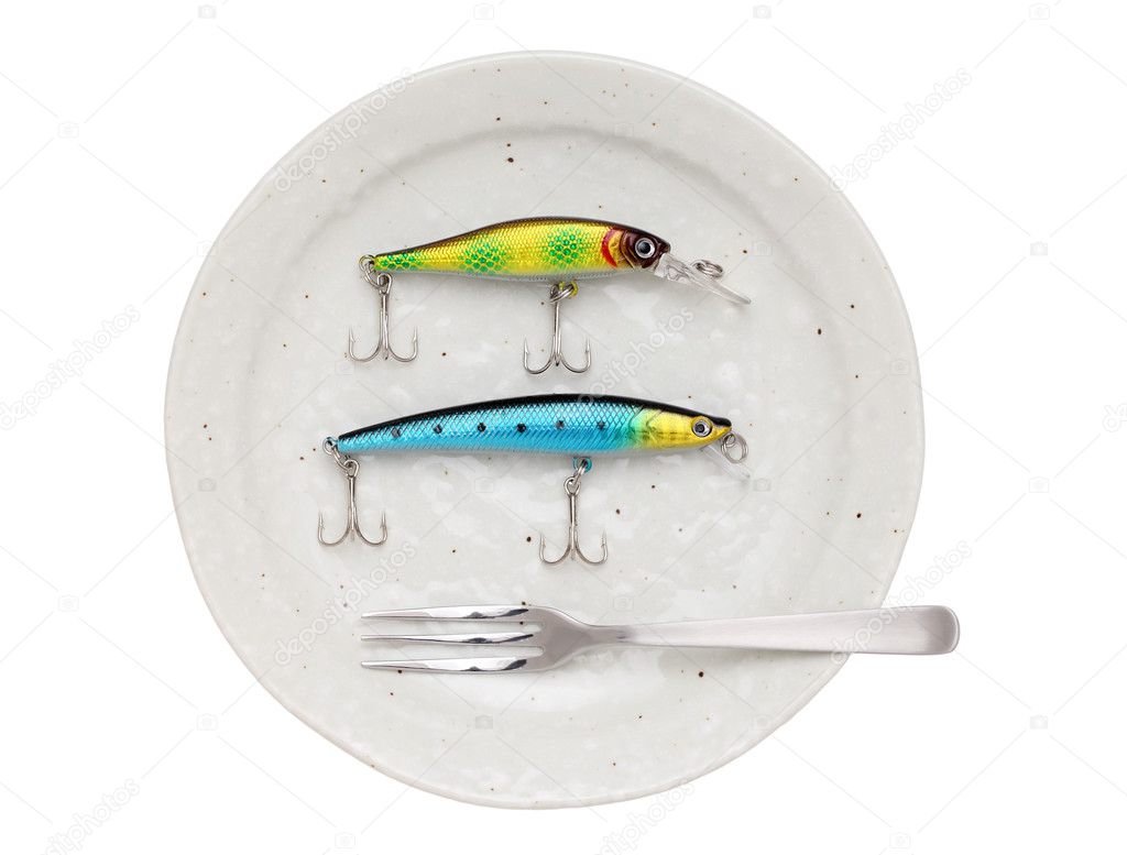 Fishing lure on plate