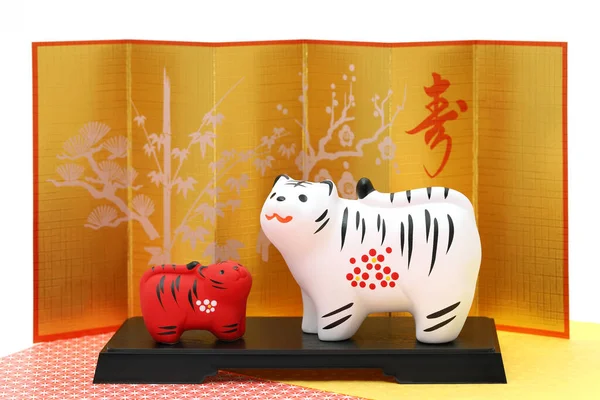 Tóra Tigris Babái Japán Újévi Kártya Japán Újévi Tigris Tárgy — Stock Fotó