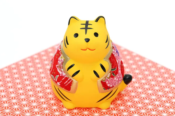 Poppen Van Tora Tijger Japanse Nieuwjaarskaart Japans Nieuwjaar Tijger Object — Stockfoto