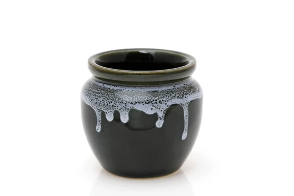 Pot Traditionnel Japonais Argile Sur Fond Blanc — Photo