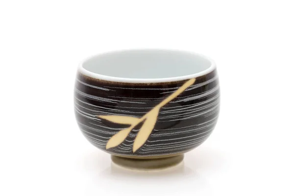 Nahaufnahme Der Keramiktasse Für Tee Auf Weißem Hintergrund — Stockfoto
