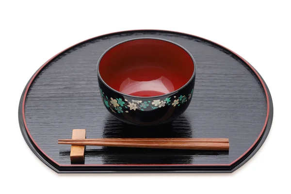 Miso Soup Bowl Chopsticks Tray Traditional Tableware Japan — Stock Photo, Image