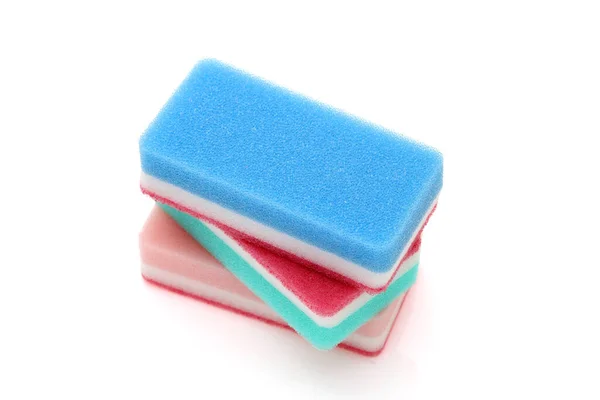 Éponges Rectangulaires Couleur Vive Pour Laver Vaisselle Nettoyage Dans Cuisine — Photo