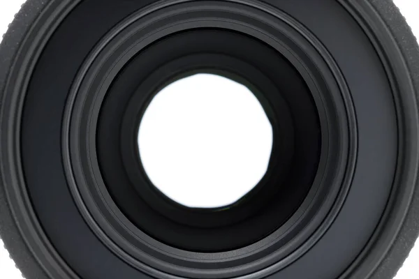 Close Glass Camera Lens Studio Light White Background — Fotografia de Stock
