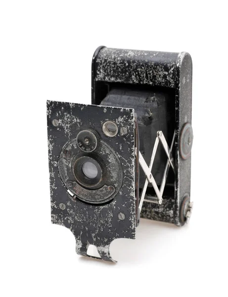 Oude Balgen Film Camera Geïsoleerd Een Witte Achtergrond — Stockfoto