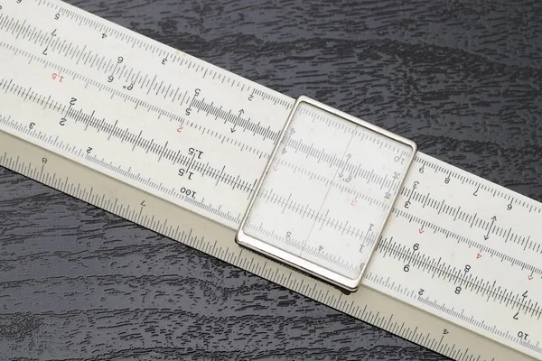 Close Old Slide Rule Black Background — Stock Photo, Image