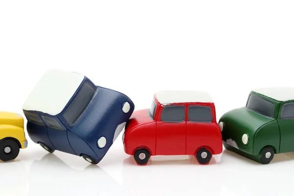 Small Toy Car Crash Accident Image Isolated White Background — Stock Photo, Image