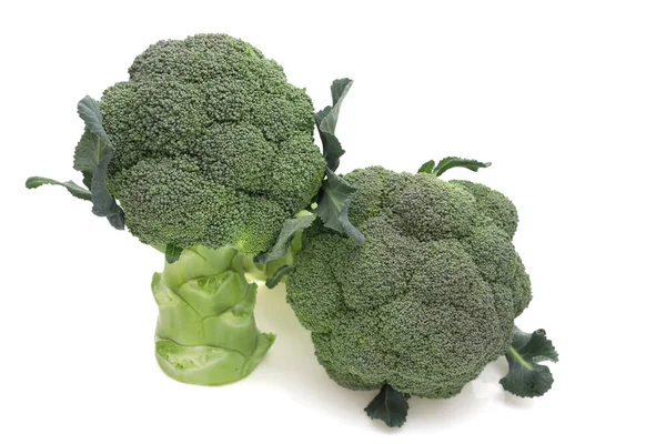 Primo Piano Broccoli Freschi Verdi Isolati Fondo Bianco — Foto Stock