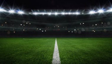 Akşam ışığında serbest futbol sahası - orta saha, orta saha