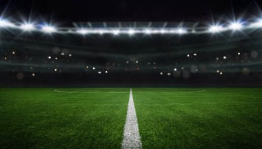 Akşam ışığında serbest futbol sahası - orta saha, orta saha