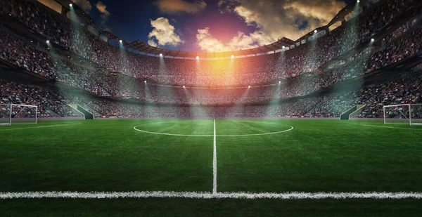 Fußball Liegt Rauch Auf Dem Stadionrasen — Stockfoto