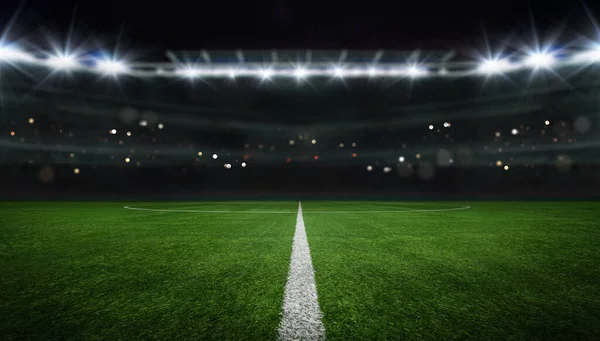 Textured Free Soccer Field Evening Light Center Midfield — Stock Photo, Image