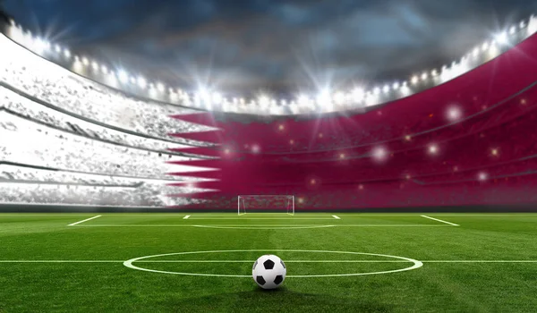 Fußballstadion Flagge Katars — Stockfoto