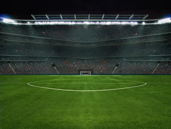 Green Field Soccer Stadium Ready Game Midfield Illustration — Stock Photo, Image