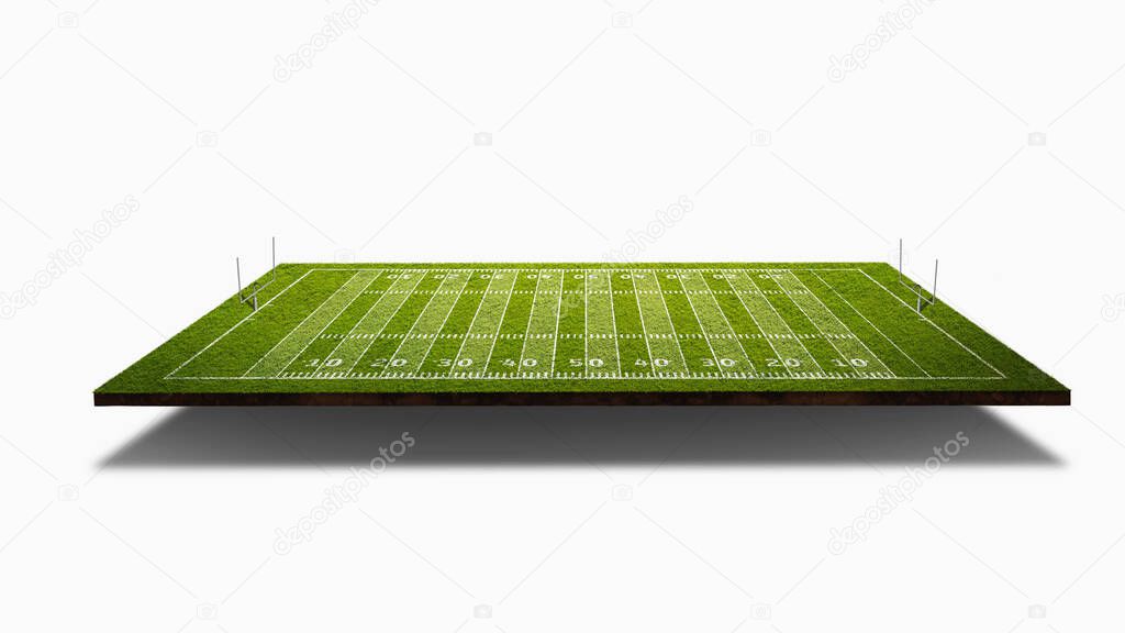 3D american football - playing field from above. A huge copy space texture panorama