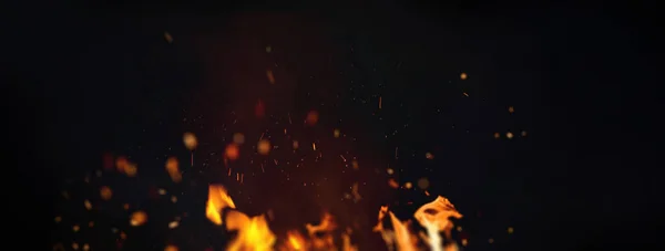 Halloweenheks Vuur Ontvlamt Deeltjes Zwarte Achtergrond Vuur Vonkt Achtergrond Abstract — Stockfoto