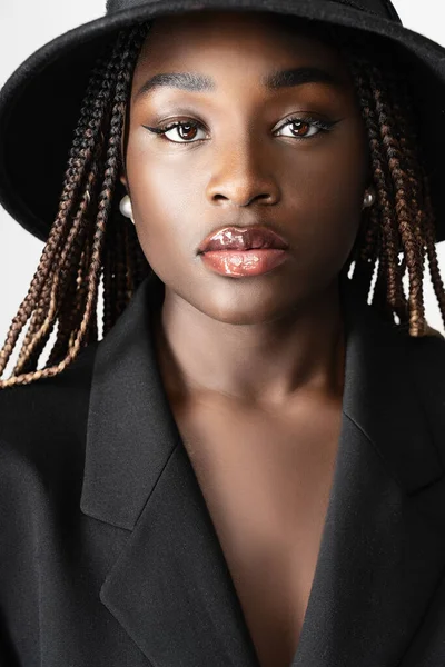 Beautiful Elegant African American Woman Hat — Stock Photo, Image