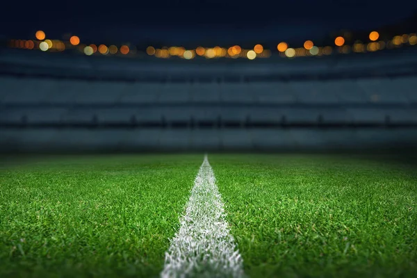 Textured Soccer Game Field Neon Fog Center Midfield — Stock Photo, Image