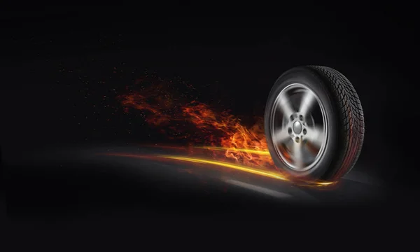 Neumáticos Automóviles Fuertes Tiempo Para Cambiar Los Neumáticos Neumático Coche —  Fotos de Stock