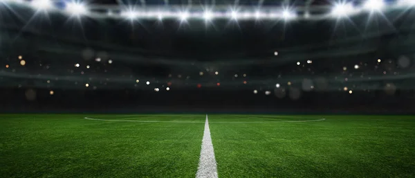 Textured Soccer Game Field Neon Fog Center Midfield Illustration — Stock Photo, Image
