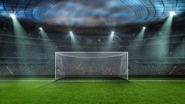 Football Soccer Goal Gate Closeup Green Grass Illustration Textured Soccer — Fotografia de Stock