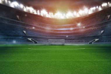 desenli futbol sahası - Orta sahadan futbol golünün görüntüsü.