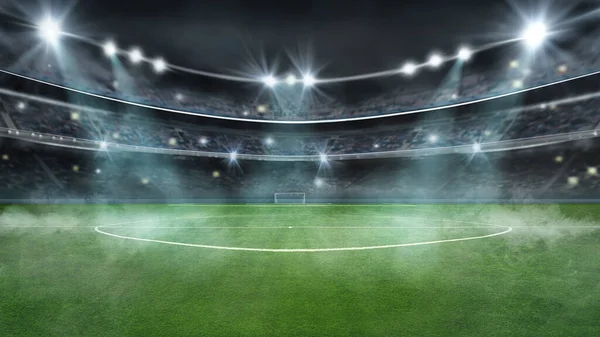 Futbol Stadyumu Parlak Işıklar Görüntü Alanı — Stok fotoğraf