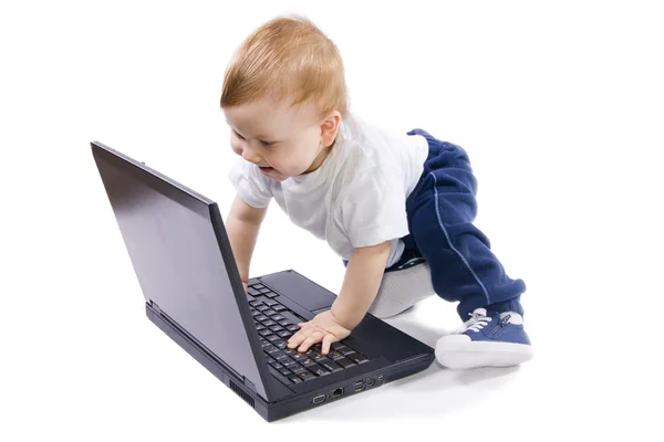 Baby and laptop — Stock Photo, Image