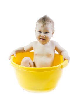Şirin Bebek alarak sarı küvet banyo