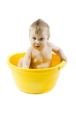 Şirin Bebek alarak sarı küvet banyo