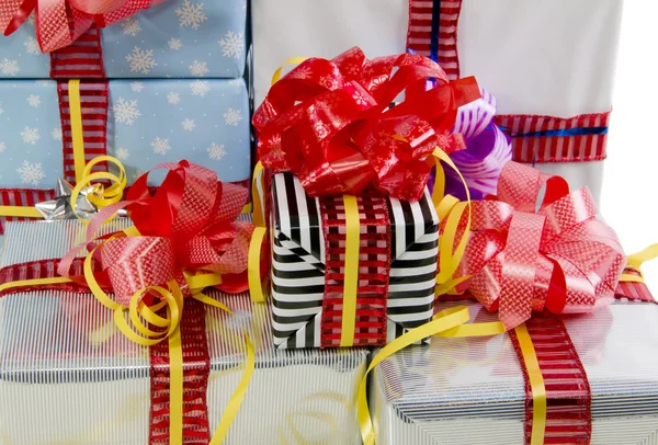 Colored Christmas gifts boxes texture — Stock Photo, Image