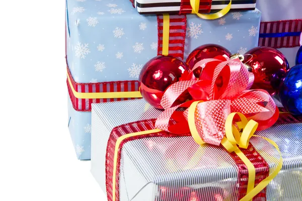 Colored Christmas gifts boxes texture — Stock Photo, Image