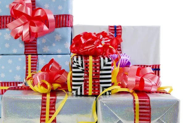 Colored Christmas gifts boxes texture Stock Picture