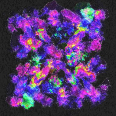Dijital boyalı soyut tasarım, renkli doku, fraktal sanat. Duvar dekorasyonu. Soyut eşarp, modern arkaplan çizimi, fraktal yüzey, ışık efekti dokusu, modern suluboya arka plan.