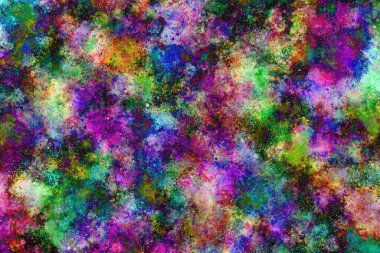 Dijital boyalı soyut tasarım, renkli doku, fraktal sanat. Duvar dekorasyonu. Soyut eşarp, modern arkaplan çizimi, fraktal yüzey, ışık efekti dokusu, modern suluboya arka plan.