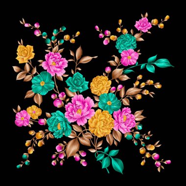 Dijital boyalı soyut tasarım, renkli doku, fraktal sanat. Duvar dekorasyonu. Soyut eşarp, modern arkaplan çizimi, fraktal yüzey, ışık efekti dokusu, modern suluboya arka plan.