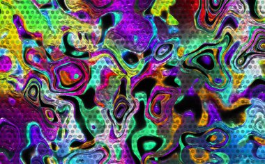 Dijital boyalı soyut tasarım, renkli doku, fraktal sanat. Duvar dekorasyonu. Soyut eşarp, modern arkaplan çizimi, fraktal yüzey, ışık efekti dokusu, modern suluboya arka plan.