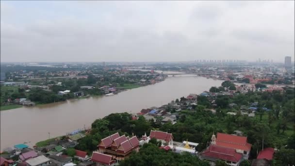 タイの島とチャオプラヤー川の空中風景 — ストック動画