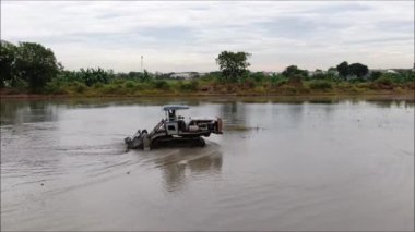 Tayland 'daki pirinç tarlasının insansız hava görüntüsü. 