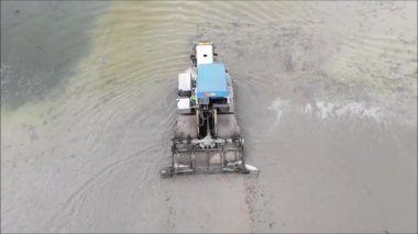 Tayland 'daki pirinç tarlasının insansız hava görüntüsü. 