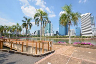 Tayland 'da park, mimari ve şehir manzarası 