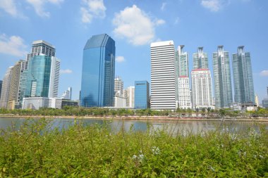 Tayland 'da park, mimari ve şehir manzarası 